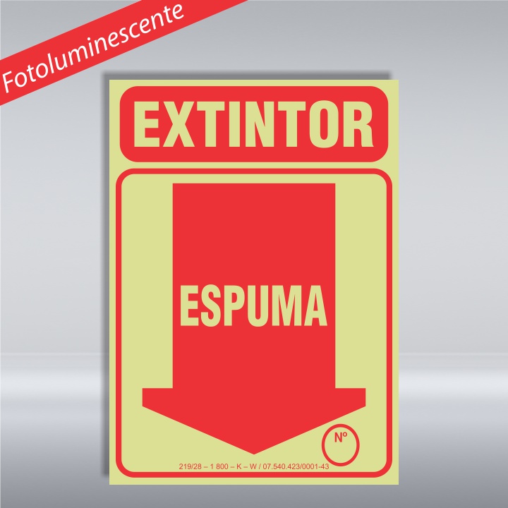 PLACA EXTINTOR ESPUMA - PVC  - FOTOLUMINESCENTE